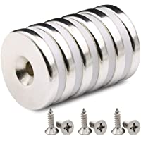 6 PACK Imán avellanado con disco de neodimio- 32 x 5 mm- fuerte- permanente- imán de tierra rara con 6 tornillos PACK…